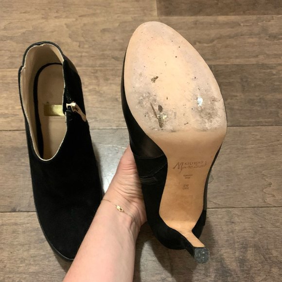 GUESS By Marciano Black Leather Stiletto Ankle Boots - Picture 8 of 8